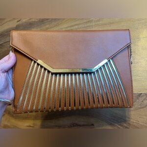 Vintage Brown and Gold Clutch Bag